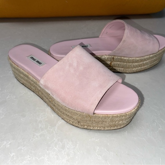 Miu Miu Pink Platform Espadrille Sandals GUC - Picture 1 of 8